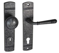 Haust&uuml;r Schutzbeschlag Helena LS Antik Grau HS 92 mm mit Knauf - ZA