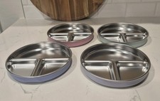 Elk and Friends Stainless Steel Divided Plates with Silicone Sleeves Set Of 4