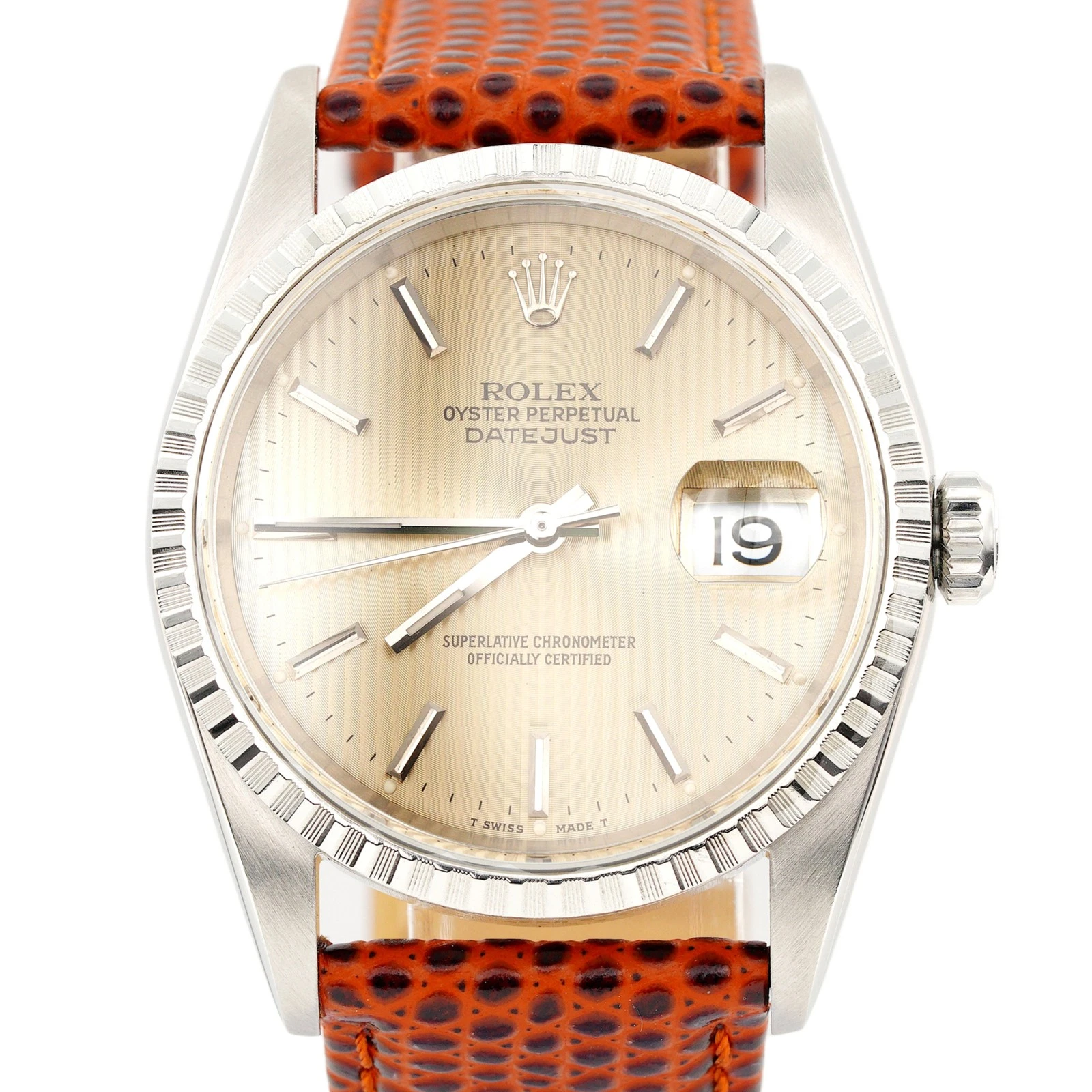 Rolex — Mens Rolex Stainless Steel Datejust 16220 Watch with Silver Tapestry Dial