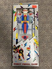 Vintage Transforming Robot '80s Gray Pencil Case Taiwan NIB