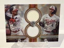 2024 Topps Tribute #DR2-BC Dual Relics Carlos Correa Byron Buxton Orange /25 SSP