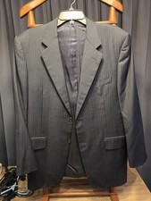 Saks Fifth Avenue Canali Pinstripe Suit Italy 100 PurewoolSuper 120s 40R/ EU-50R