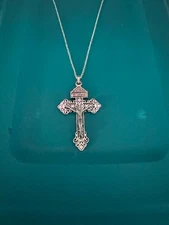 20 inch 925 Sterling Silver cable chain cross pendant 10% to charity