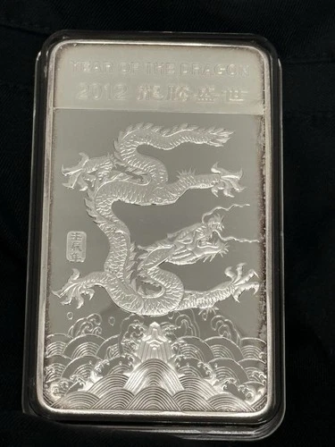 APMEX 2012 Year of the Dragon 10 Troy Oz 999 Fine SILVER BAR in capsule 🔥📈