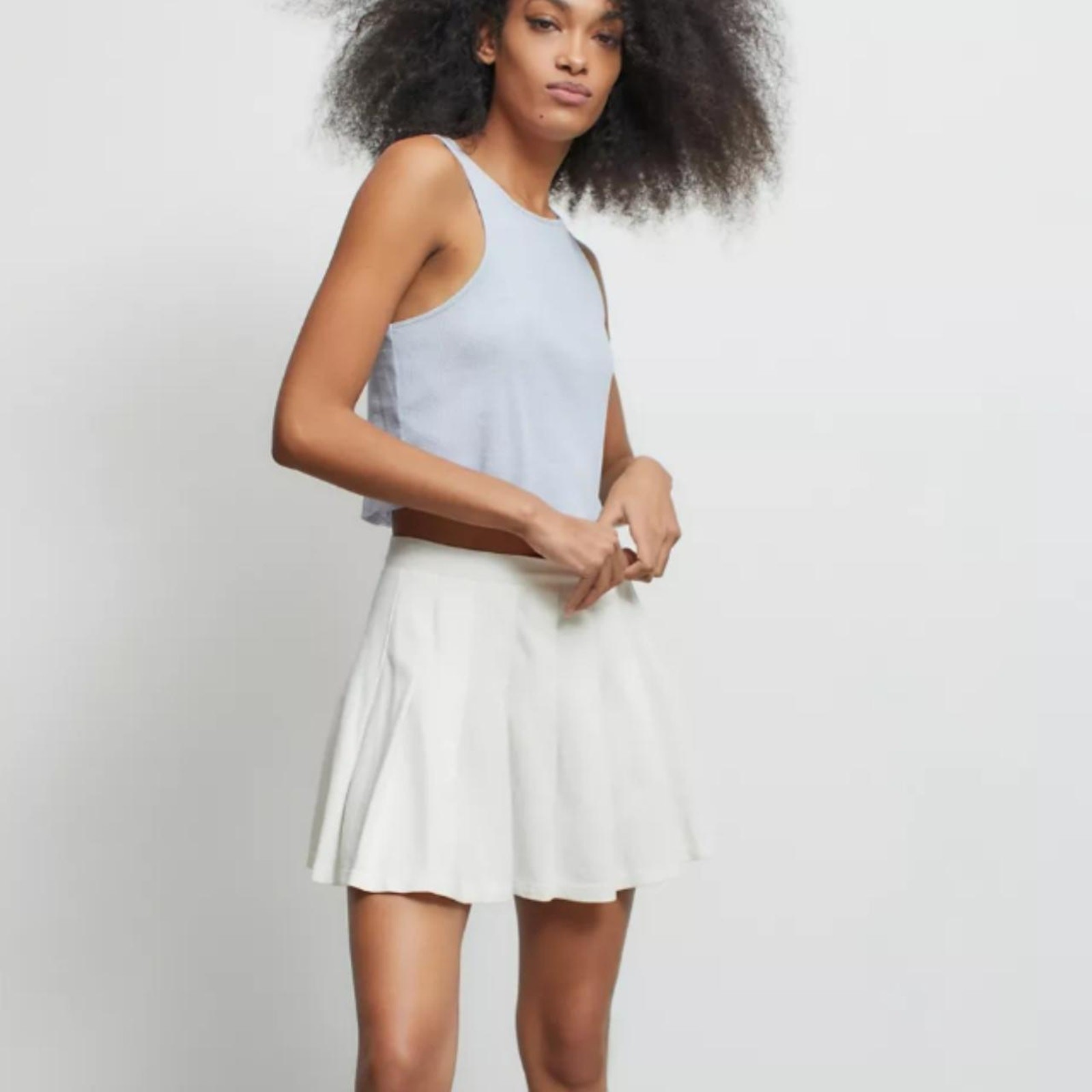 Urban Outfitters Katie Tennis Mini Skirt White Womens Size L EUC