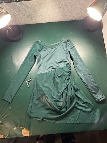 Tailored Girls Green Long Sleeve Mesh Dance Dress Tunic Costume