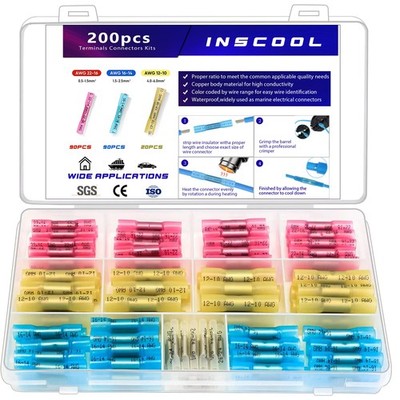 200 Conectores De Empalme A Tope Termorretractiles Para Cables Electricos NUEVO.