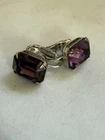 VTG 5/8” EISENBERG PURPLE RHINESTONE CLIP-ON EARRINGS-COSTUME JEWELRY