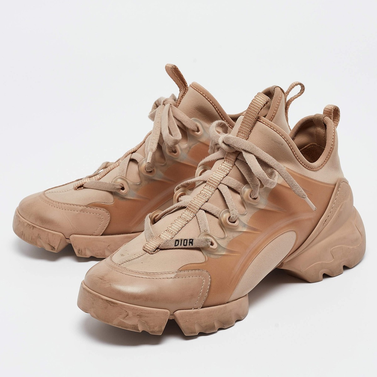 Dior Beige Leather and PVC DConnect Sneakers Size 37.5 | eBay