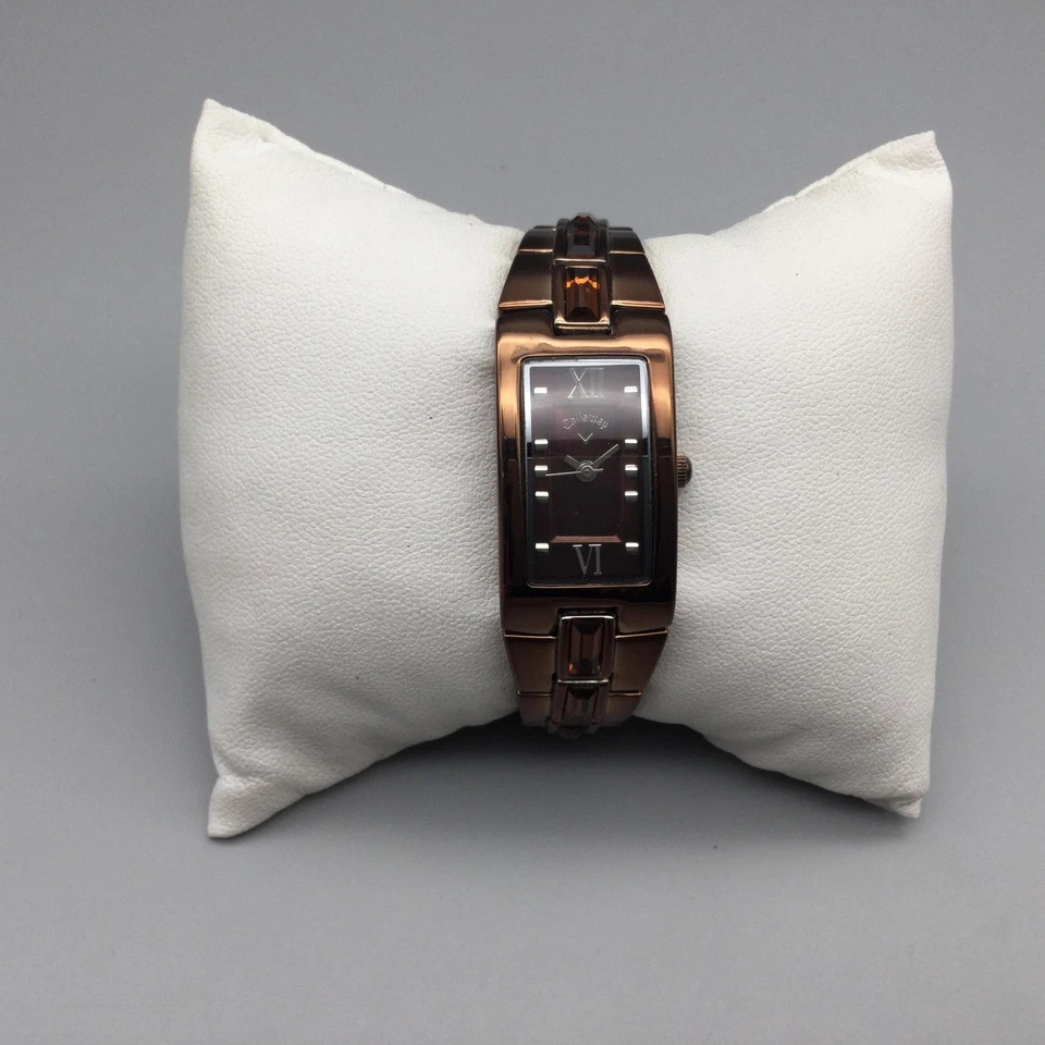 Callaway 手表女式 17 毫米玫瑰金棕色表盘水晶全新电池 5.75 — 第 2/4 张图片