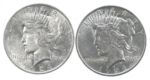 1924 & 1924 & Peace Silver Dollar $1 Bullion Collection Lot *882