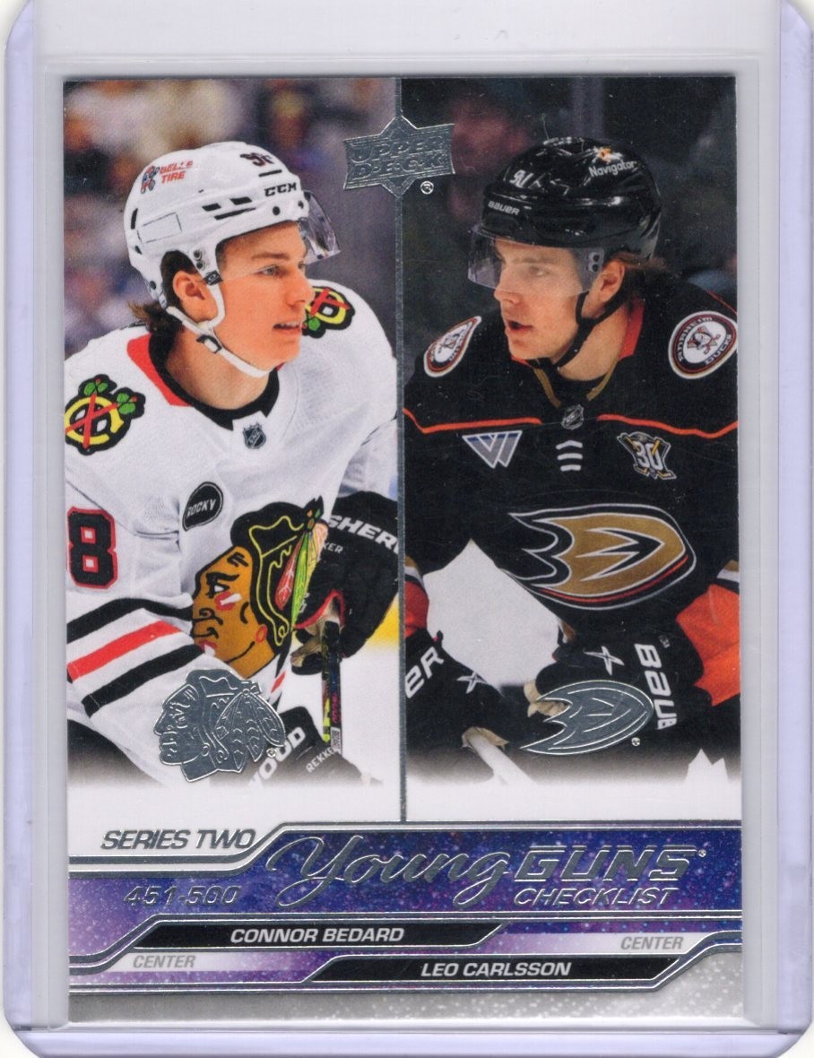 2023-24 UPPER DECK SERIES 2 YOUNG GUNS ROOKIE #500 CONNOR BEDARD & LEO CARLSSON