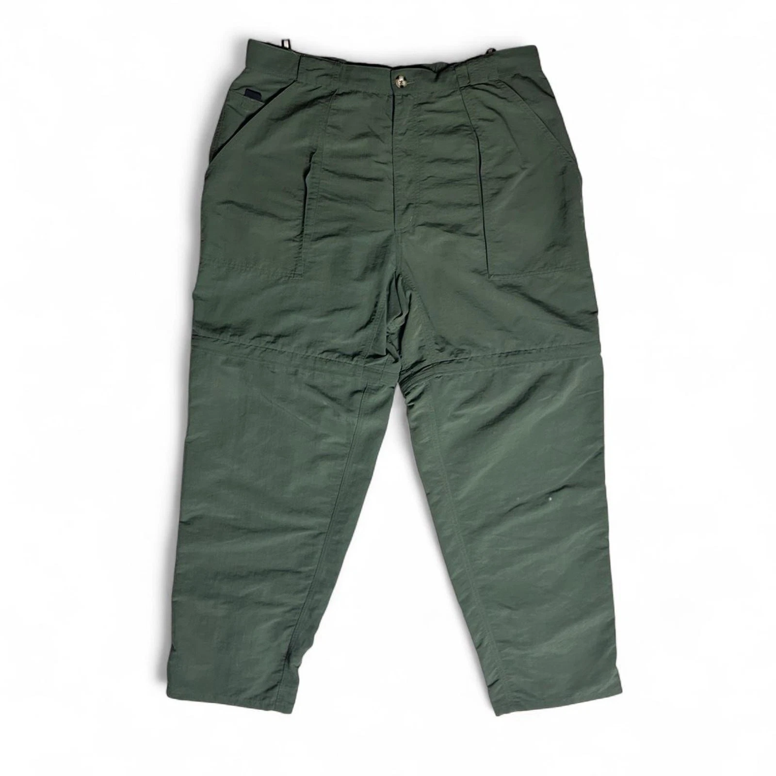 The North Face Vintage 90s Green Nylon Zip Off Convertible Hiking Pants XL