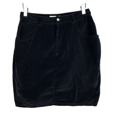 VTG 90s Black Velvet Pencil Skirt Cotton Knee Length Holiday Party 30" Waist