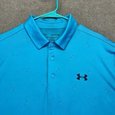 Under Armour The Playoff Polo 3.0 Shirt Mens XL Short Sleeve Blue 3 Dots Pattern