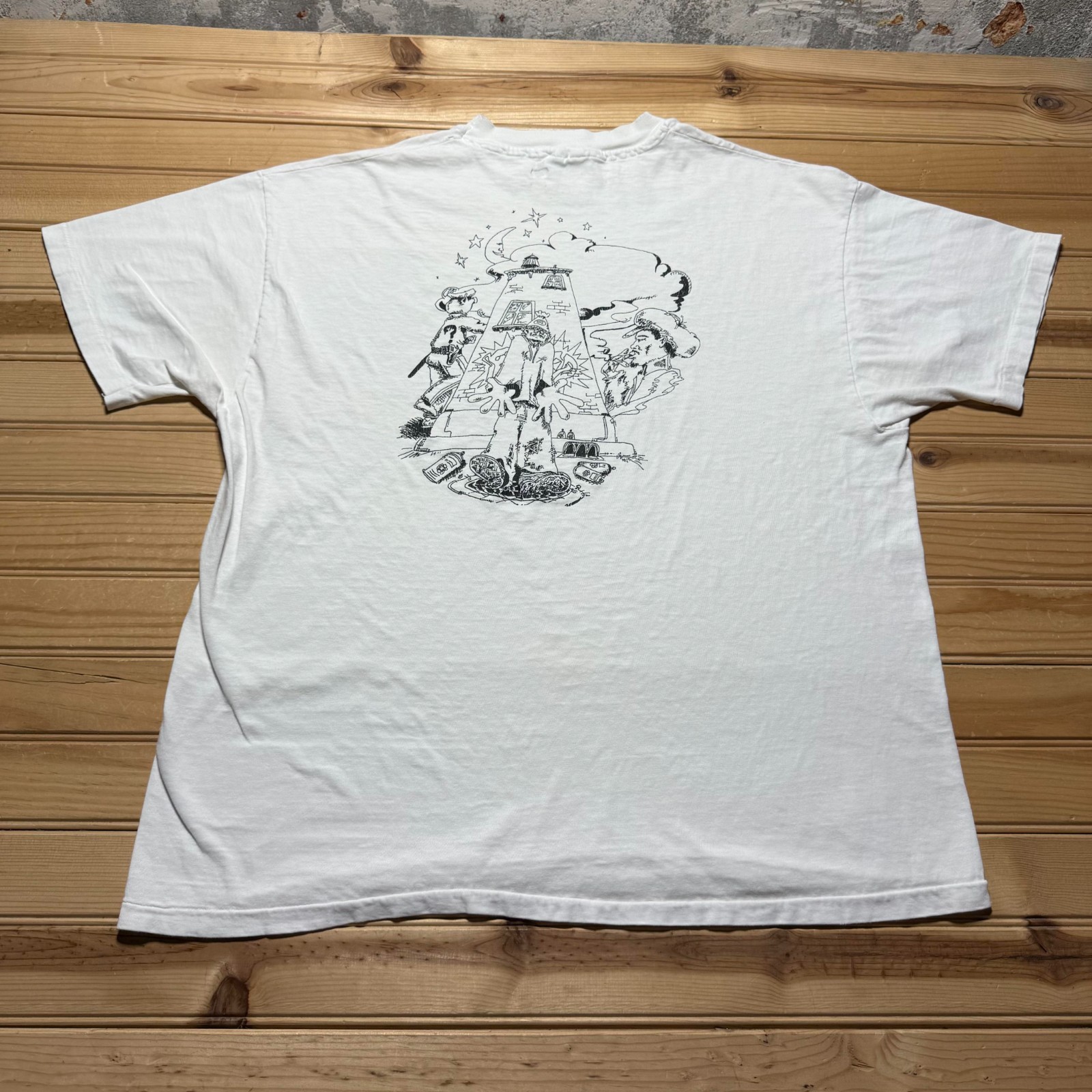 Vintage 90s Hip Hop Smoking Pigs Comic Indie Art Graffiti T-Shirt USA - XL