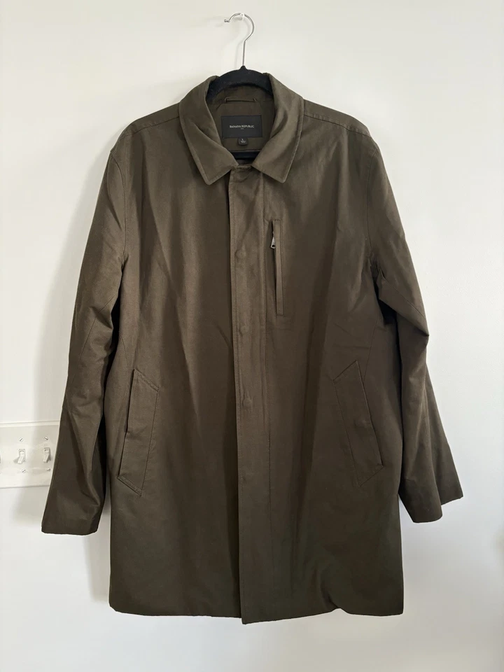 Banana Republic Mac Jacket Coat Brown Full Zip Snap Mens Large Topcoat - Image 3 of 4