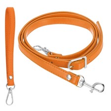 41-49 Inch Adjustable PU Leather Purse Strap with Wristlet, Orange/Silver
