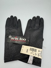 Vintage ARIS TOO Genuine Leather Black Gloves Small Sz 7 Wrist Length NEW w/Tags