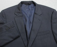 Jos A Bank Blazer Mens 46R Navy Blue Herringbone 100 Wool Signature 2 Buttons