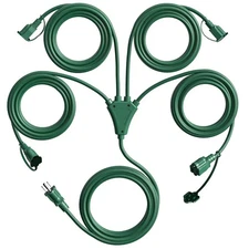 Outdoor Extension Cord Splitter 3-Way Combined Weatherproof ETL Rated