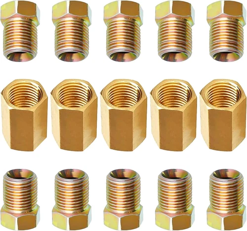 Brake Line Fitting Kit 15PC - 3/8-24 UNF Thread SAE Braking Unions & Nuts for 3/ - Picture 1 of 12