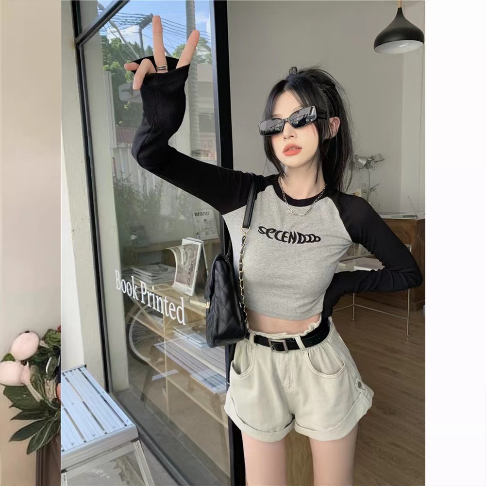 ALTRA T shirt donna alla moda vita alta con ricamo retrò per tutti i giorni