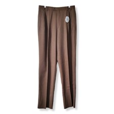 Men Vtg Zanella Jesse Pleat Brown Wool Pants 32 Italy Eclectic Grandpa NEW