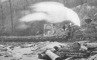 Railroad Logging Lumber Train Richwood West Virginia WV - Reprint