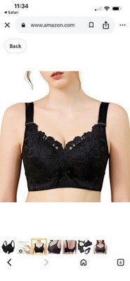 Ailivin Size 42DDD Black Lace Full  Coverage  Wireless Minimizer Bra NWT