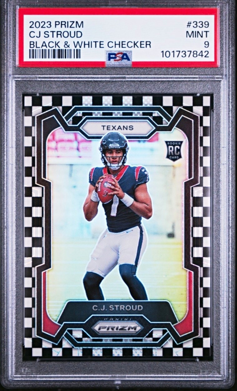 Panini 2023 Prizm Rookies C.J. Stroud #339 B/W Checker RC PSA 9