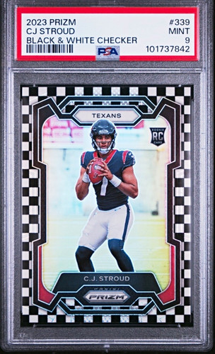 Panini 2023 Prizm Rookies C.J. Stroud #339 B/W Checker RC PSA 9
