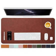 Distressed Leather Desk Mat - Non-Slip PU Desk Pad for Office and Home - Desk...