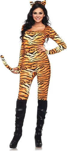 Leg Avenue Women's 2 Piece Wild Tigress Catsuit Small / Medium, Orange/Black - Image 2 of 3