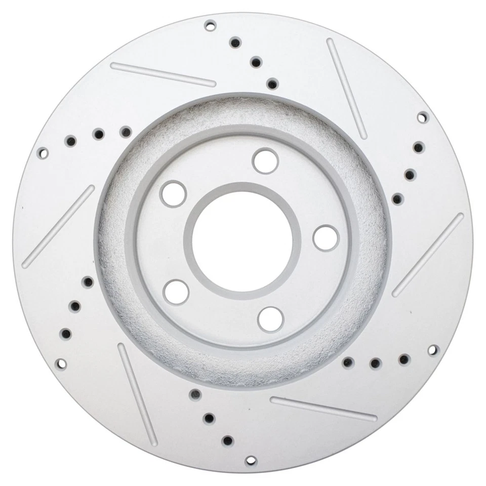 Par de rotor de freno perforado ranurado delantero recubierto para Chevy Buick Cadillac Foto 2 de 4