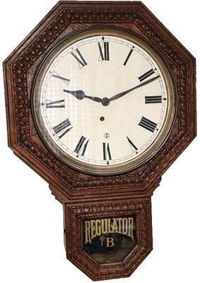 Octagonal Ingraham Regulator B Seikosha Clock  - Quarter-Sawn-  c1900