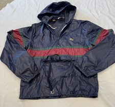 Vintage 80d Izod Lacoste 1/4 Zip Color Block Anorak Windbreaker Nylon Sz Medium