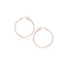 14k Rose Gold Polished Hoop Earrings 2x25mm 