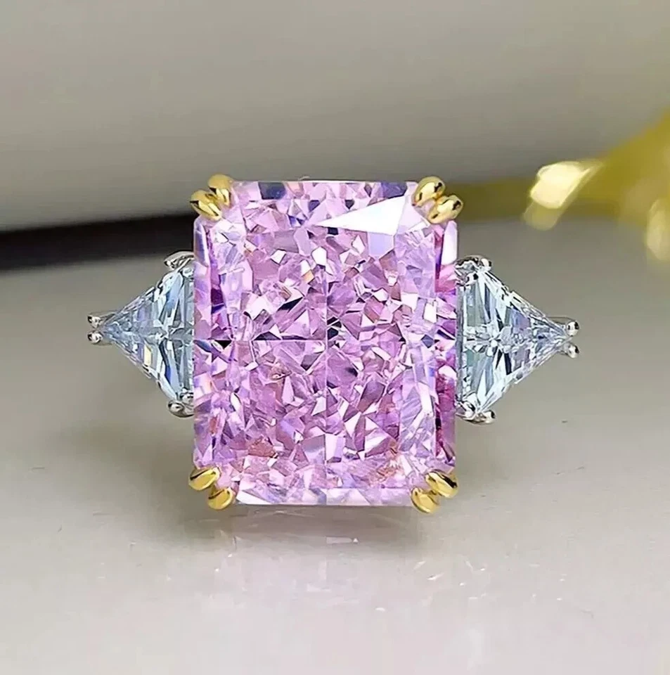 7 kt zertifizierter natürlicher rosa Diamantring strahlende Form VVS1 Weißgold-Finish - Bild 2 von 4