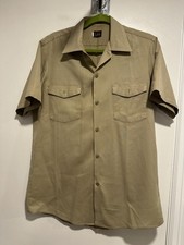 VTG 70s Lee Permanent Press Short Sleeve Tan/Khaki Workwear Button Down Shirt