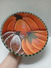 Handpainted Wooden Pumpkin Bowl. 10"