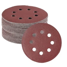 Bates- Sanding Discs 5 Inch 8 Hole, 30 Pack, 30 40-600 Grits, Red 