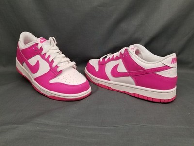 Nike Dunk Low (GS) Sneakers White Laser Fuchsia Girls Size 6 NEW NO BOX!