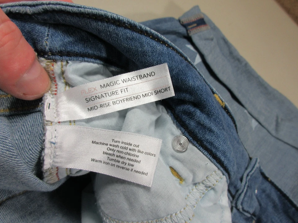 Pantalones cortos elásticos Lane Bryant para mujer estrellas medias desgastadas medio novio 12 usados en excelente estado Foto 4 de 4