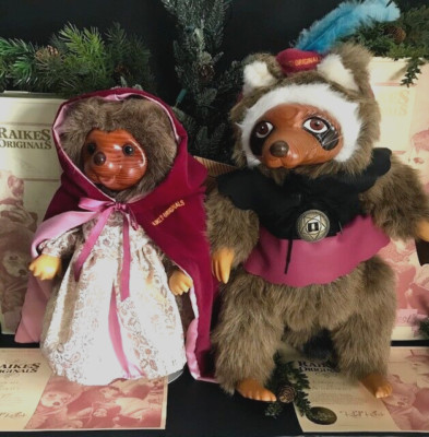 RAIKES ORIGINALS SHERWOOD FOREST ROBIN HOOD/MAID MARION VTG STUFFED ANIMAL DOLLS