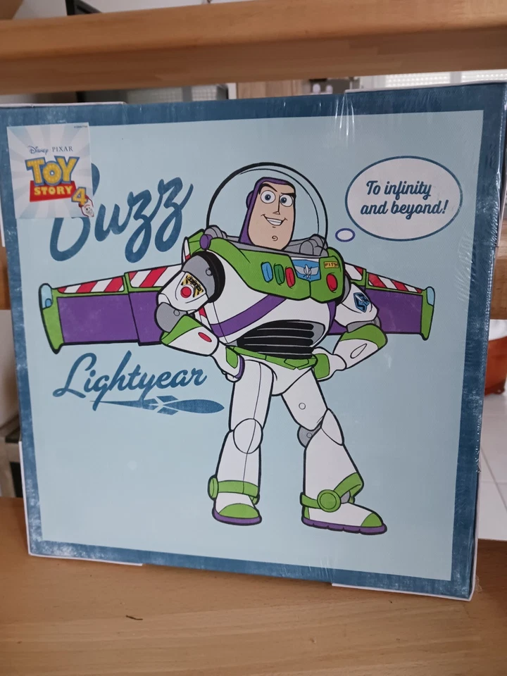 Toile  art vintage Story 4 Buzz l'Éclair 28×28 cm disnez pixar  NEUF  sous film - Photo 2/4