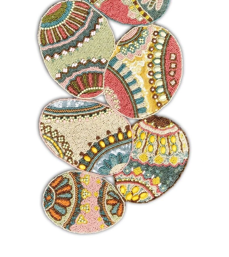 Handmade Easter Eggs Table Runner Beaded Table Runner Easter Tableware 13X36 In - Image 2 of 4