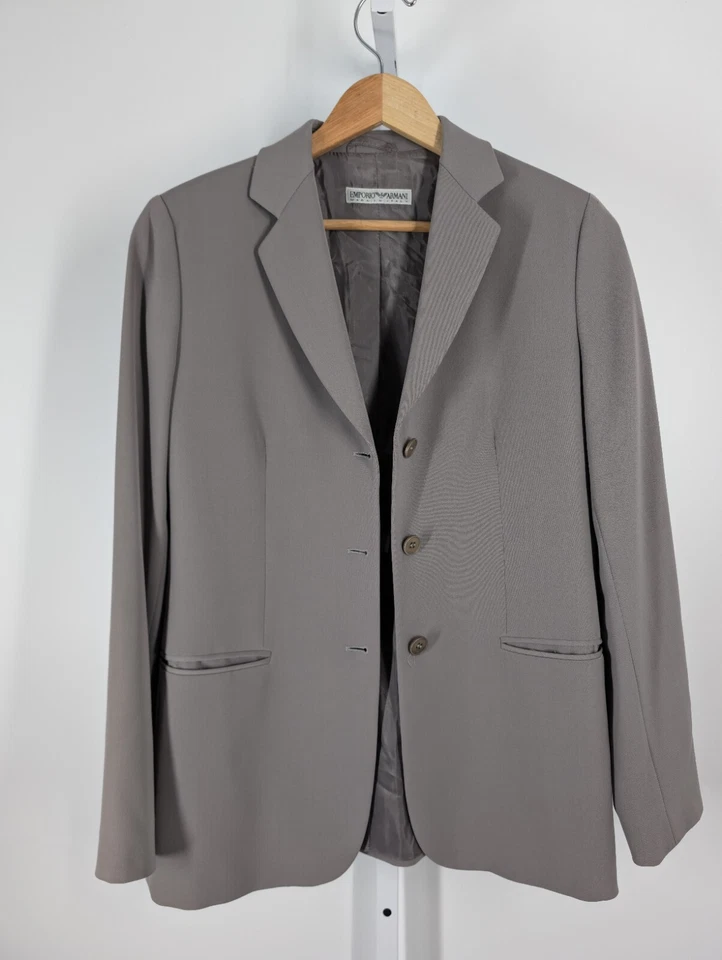 Giorgio Armani Vintage Ash 3 Buttons 90s Blazer Italy Tech Wool Elastic Jacket - Image 2 of 4