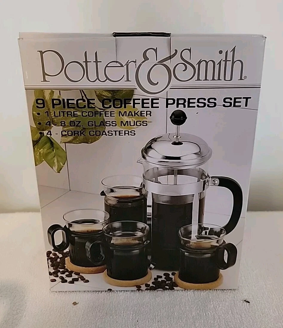Potter & Smith 9 Piece Coffee Press Set Vintage NOS