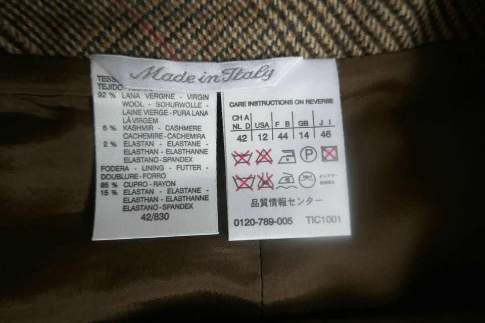 Saia xadrez Max Mara lã e cashmere tamanho 12 estilo clássico - Imagem 4 de 4